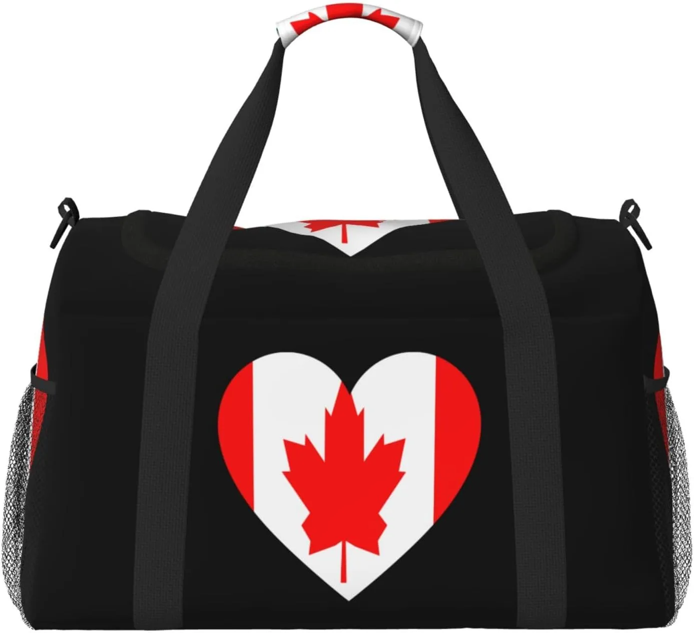 Love Canadian Flag Travel Duffel Bag Large Foldable Waterproof Overnight Bag For Beach Swim Bags Pool Sports Gym
