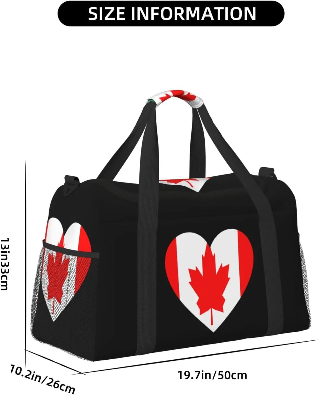 Love Canadian Flag Travel Duffel Bag Large Foldable Waterproof Overnight Bag For Beach Swim Bags Pool Sports Gym