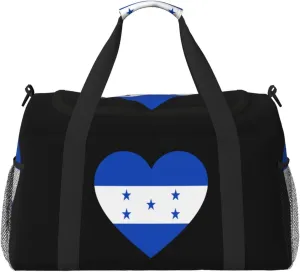 Love Honduras Flag Travel Duffel Bag Large Foldable Waterproof Overnight Bag For Beach Swim Bags Pool Sports Gym