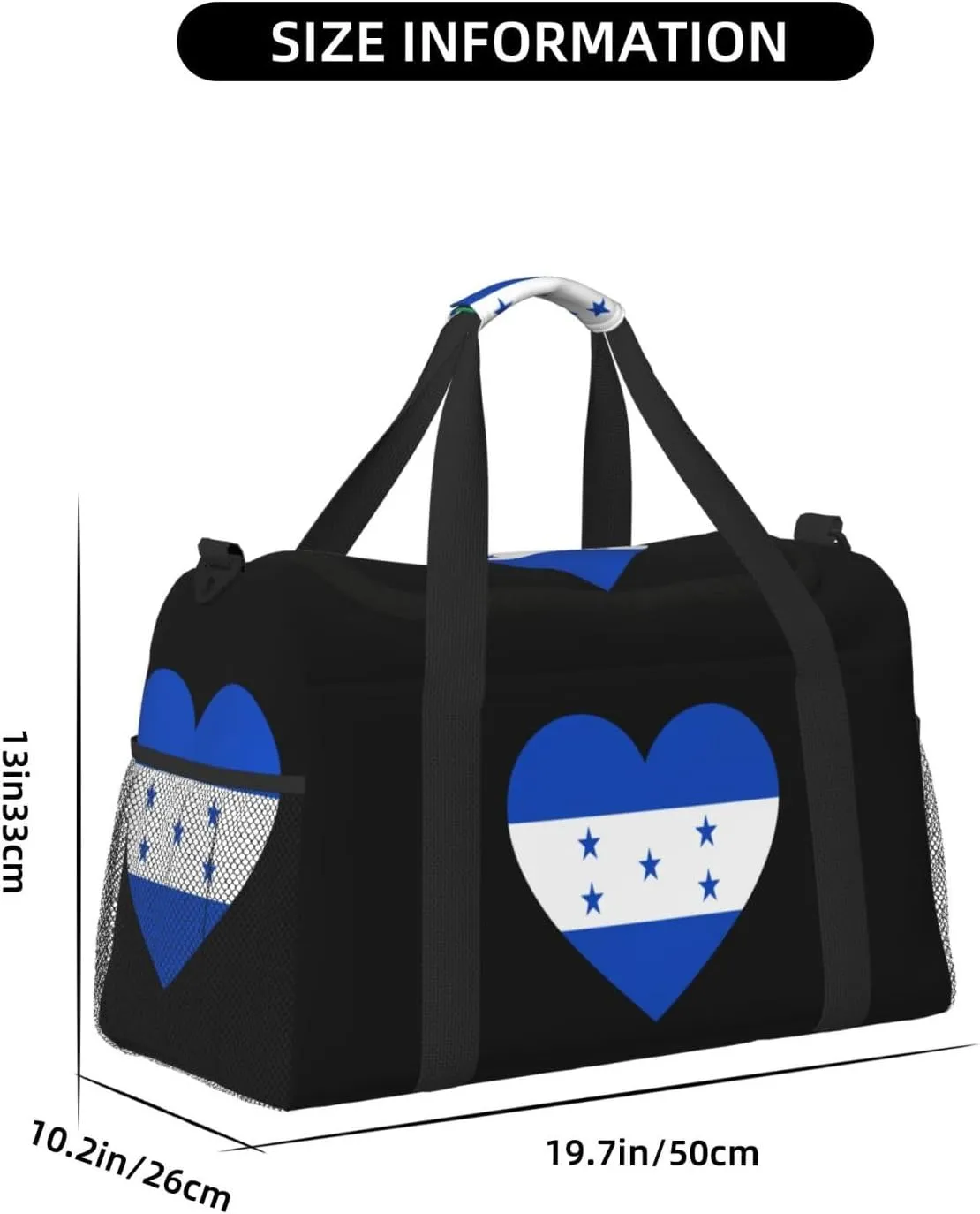 Love Honduras Flag Travel Duffel Bag Large Foldable Waterproof Overnight Bag For Beach Swim Bags Pool Sports Gym