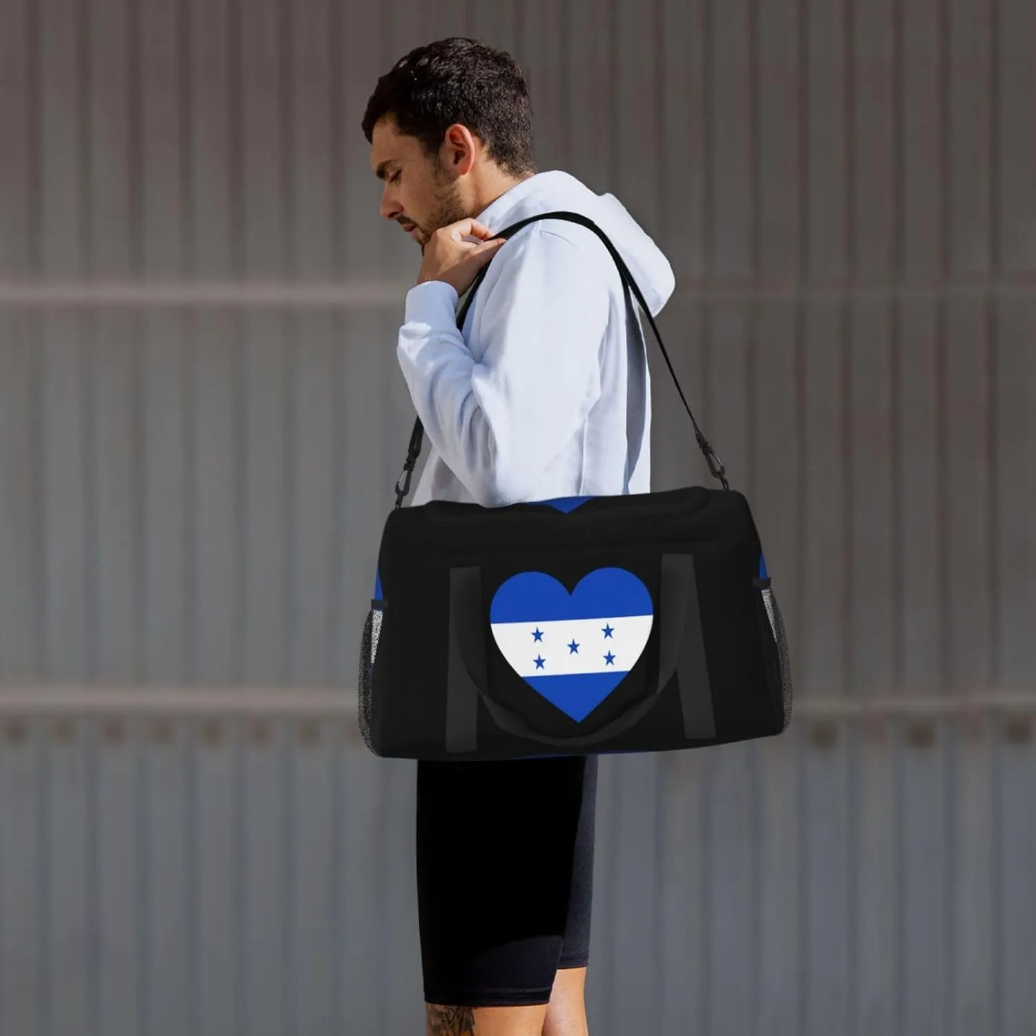 Love Honduras Flag Travel Duffel Bag Large Foldable Waterproof Overnight Bag For Beach Swim Bags Pool Sports Gym