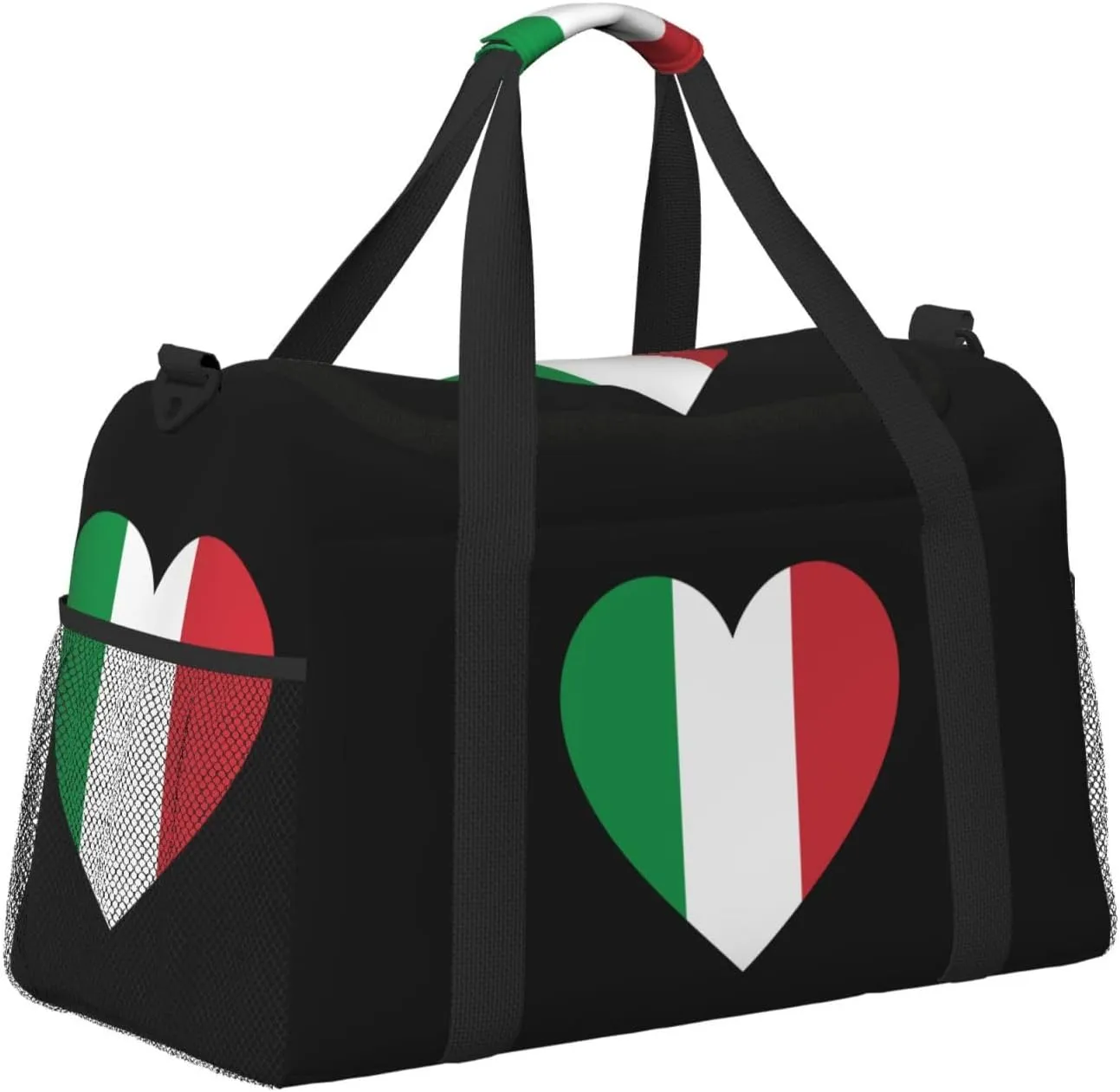 Love Italy Flag Travel Duffel Bag Large Foldable Waterproof Overnight Bag For Beach Swim Bags Pool Sports Gym