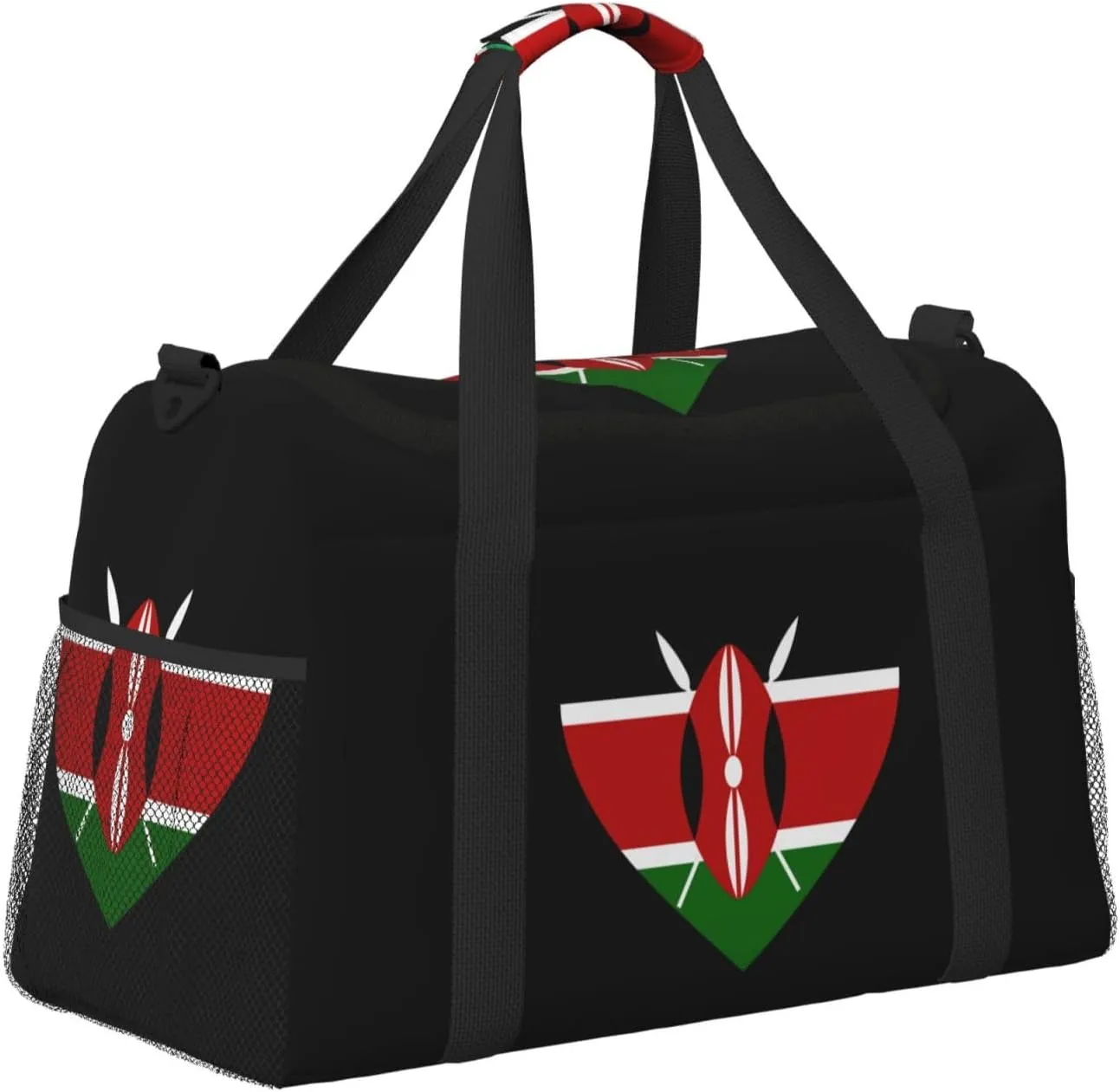 Love Kenya Flag Travel Duffel Bag Large Foldable Waterproof Overnight Bag For Beach Swim Bags Pool Sports Gym