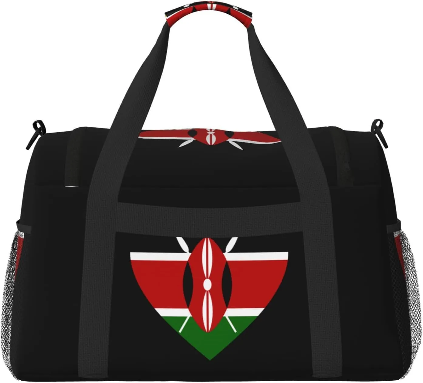 Love Kenya Flag Travel Duffel Bag Large Foldable Waterproof Overnight Bag For Beach Swim Bags Pool Sports Gym