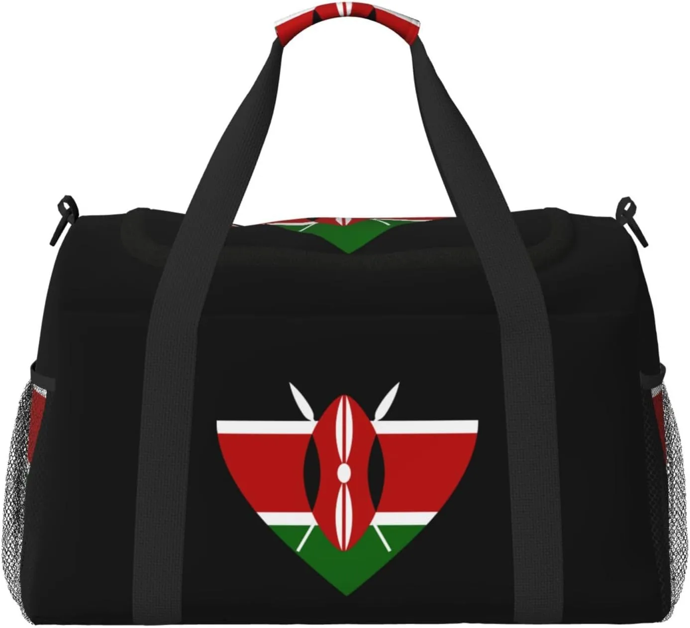 Love Kenya Flag Travel Duffel Bag Large Foldable Waterproof Overnight Bag For Beach Swim Bags Pool Sports Gym