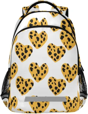 Love Leopard Yellow Design Backpack for Girls Boys School Bookbag Kids Daypack Lightweight Laptop Backpack Back to School Supplies