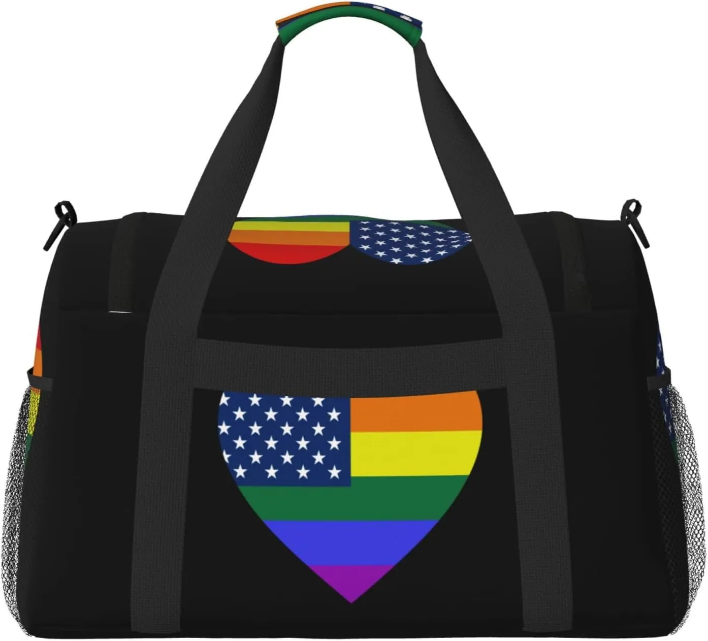 Love Lgbt Usa Flag Travel Duffel Bag Large Foldable Waterproof Overnight Bag For Beach Swim Bags Pool Sports Gym