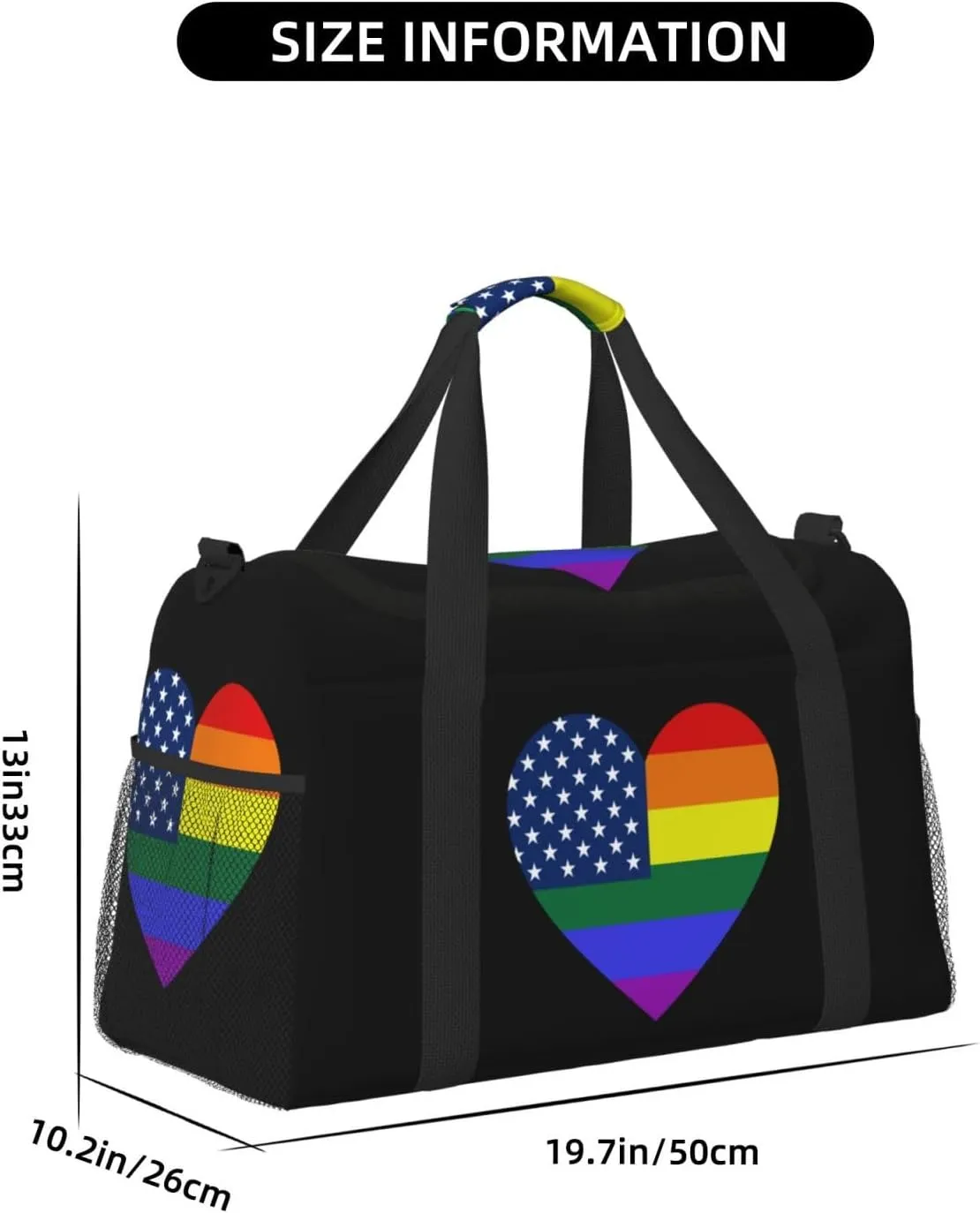 Love Lgbt Usa Flag Travel Duffel Bag Large Foldable Waterproof Overnight Bag For Beach Swim Bags Pool Sports Gym
