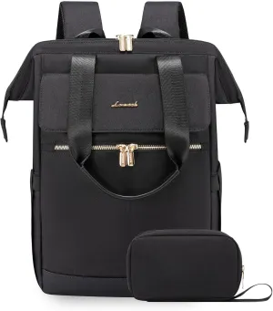 LOVEVOOK 17.3 Inch Laptop Backpack for Women, Large Capacity Travel Backpack with Organizer Bag, Waterproof Carry on Backpack Work Bag with USB Port, Teacher Nurse Backpack Purse, 2PCS, Black