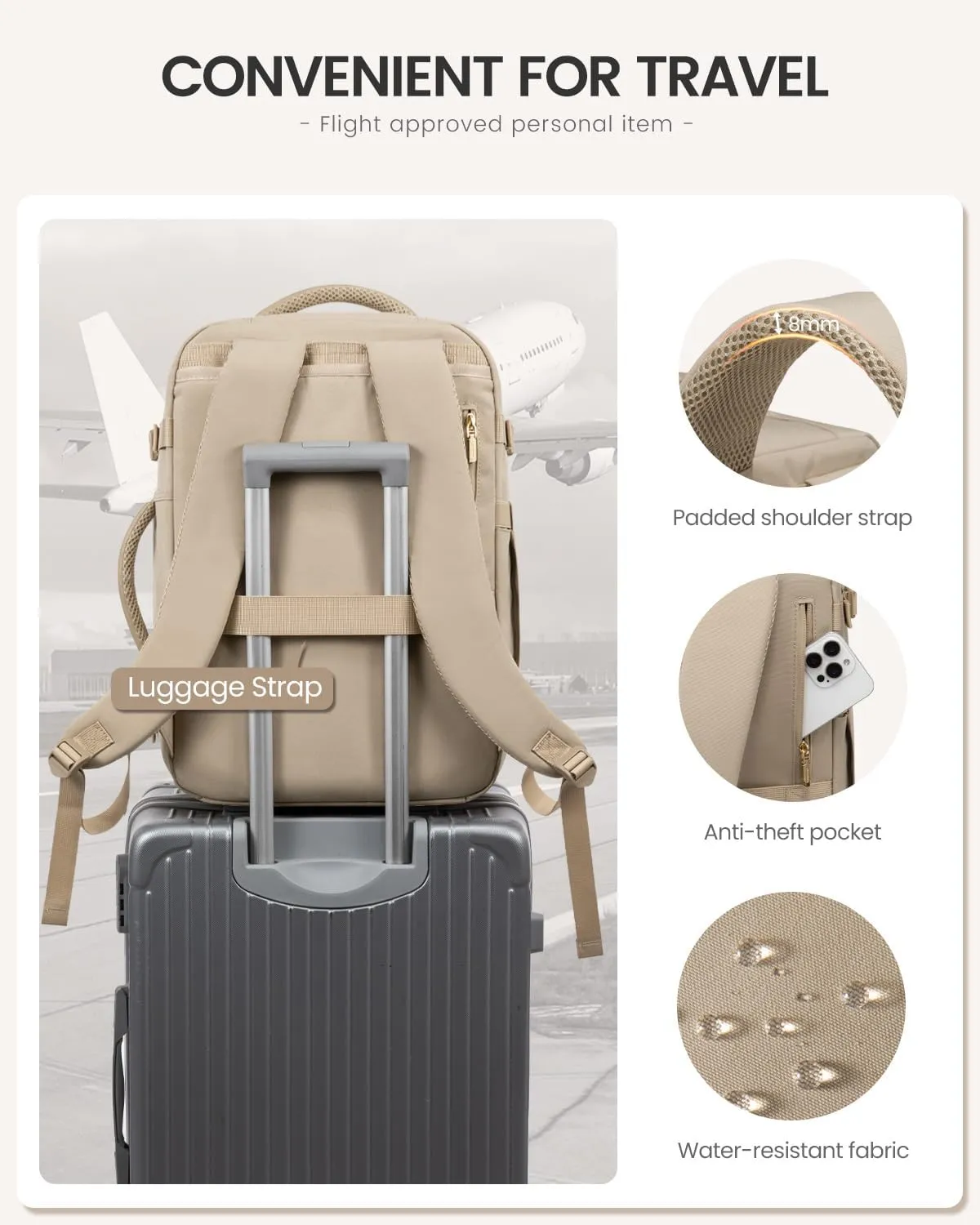 LOVEVOOK 50L Travel Backpack for Women Men, Large Carry on Backpack for Airplanes TSA Personal Item Travel Bag fits 17.3" Laptop, Waterproof Weekender Essentials Airline Approved with 2 Packing Cubes