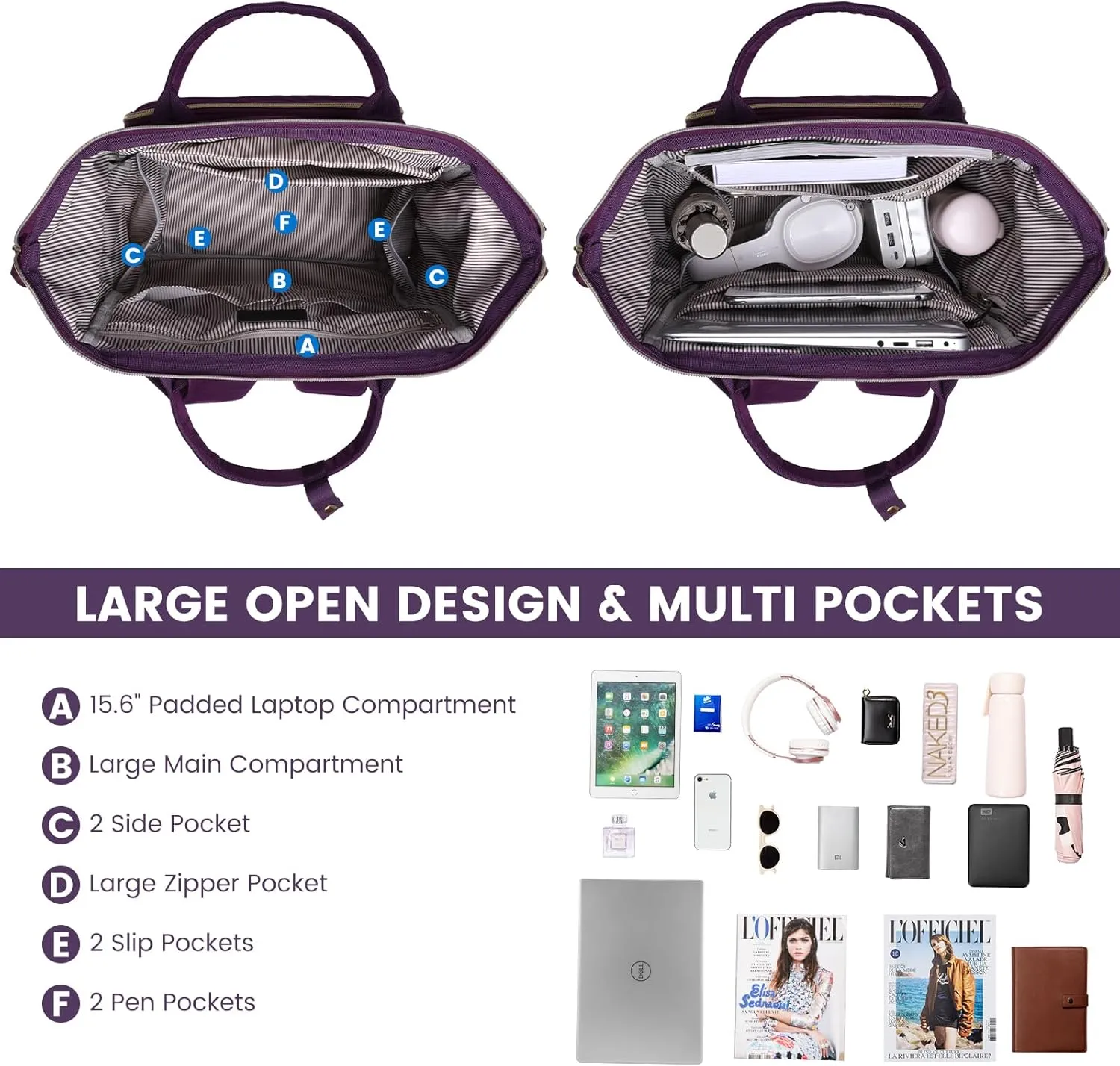 LOVEVOOK Backpack for Women, 15.6 inch Laptop Backpack for Women Teacher Backpack Nurse Bag, Waterproof Work Backpack for Travel, Commuter, College