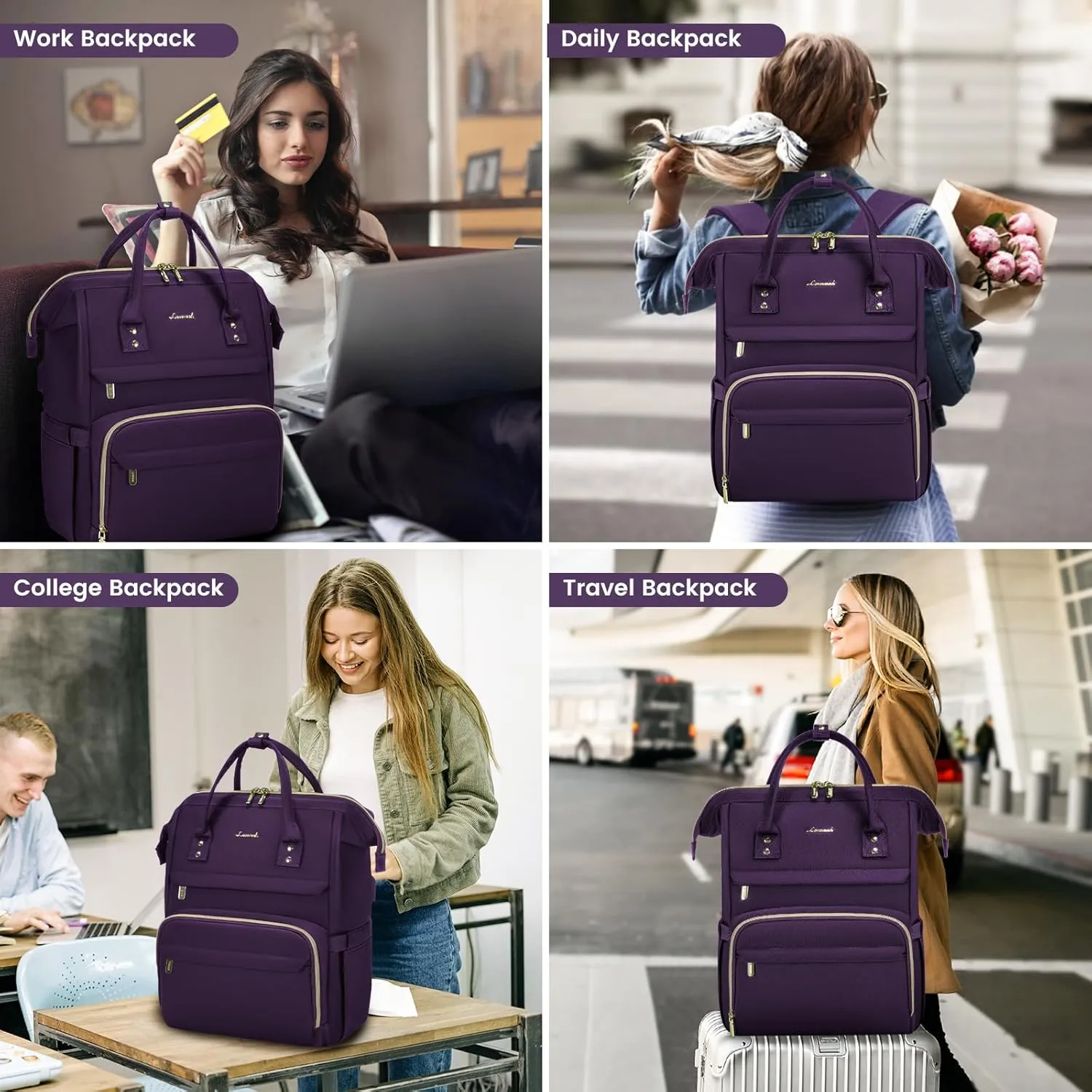 LOVEVOOK Backpack for Women, 15.6 inch Laptop Backpack for Women Teacher Backpack Nurse Bag, Waterproof Work Backpack for Travel, Commuter, College