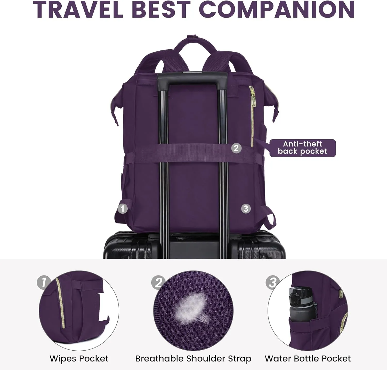 LOVEVOOK Backpack for Women, 15.6 inch Laptop Backpack for Women Teacher Backpack Nurse Bag, Waterproof Work Backpack for Travel, Commuter, College