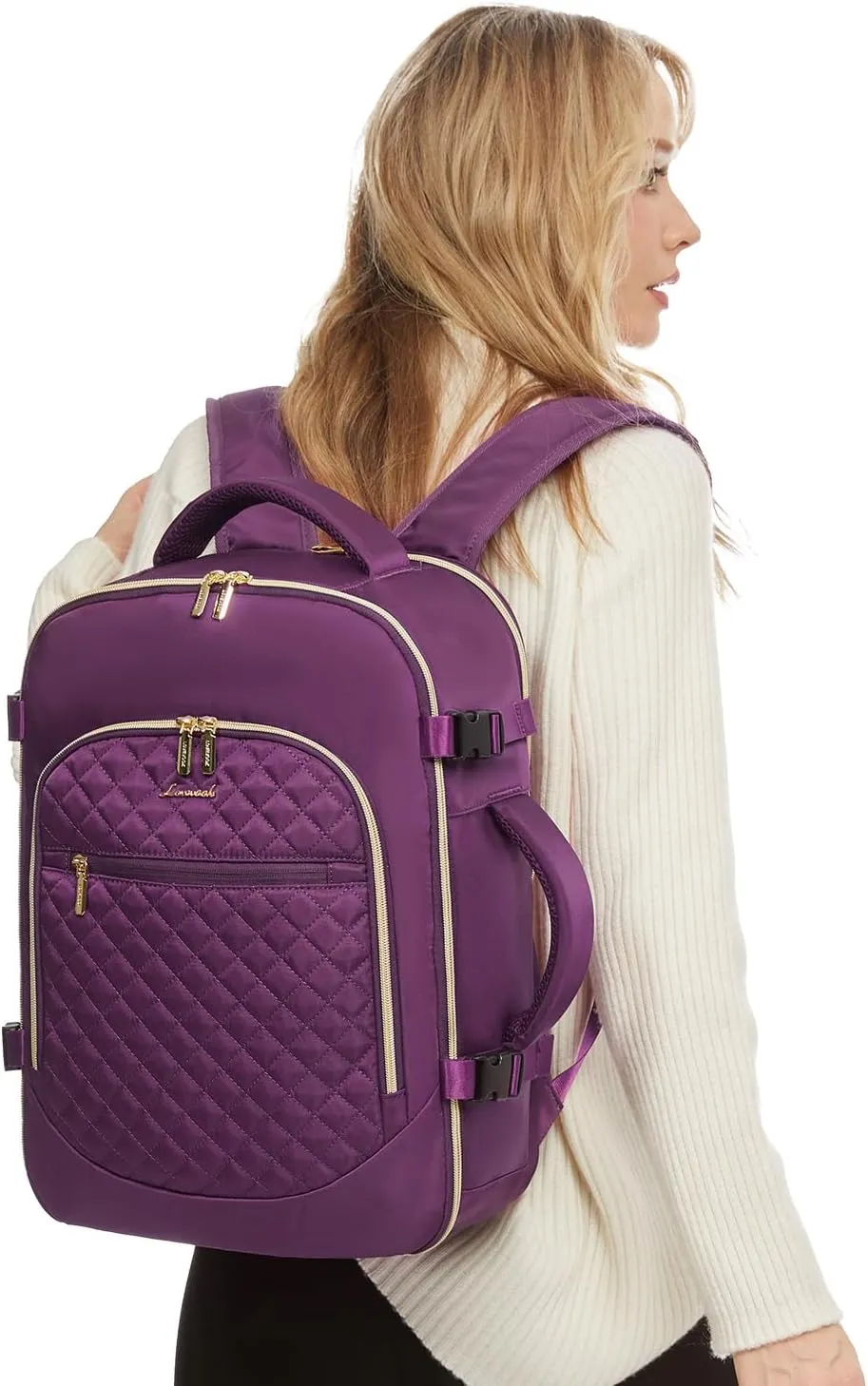 LOVEVOOK Carry on Backpack, 30L Travel Backpack for Women Airline Approved,Luggage Business Weekender Overnight Daypack as Personal Item fit for 15.6 inch Laptop,Purple