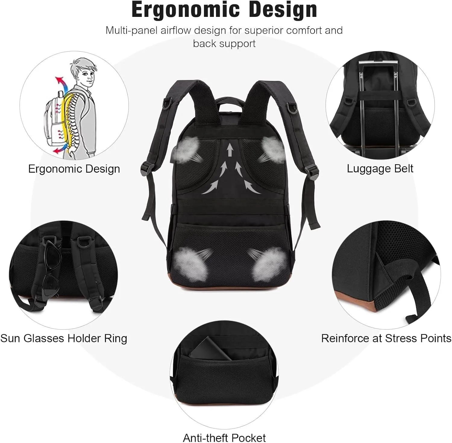 LOVEVOOK Classical Backpack for Women Men, School Bookbag with Laptop Compartment for College Work Travel, Water Resistant Daypack, Fit 15.6" Laptop