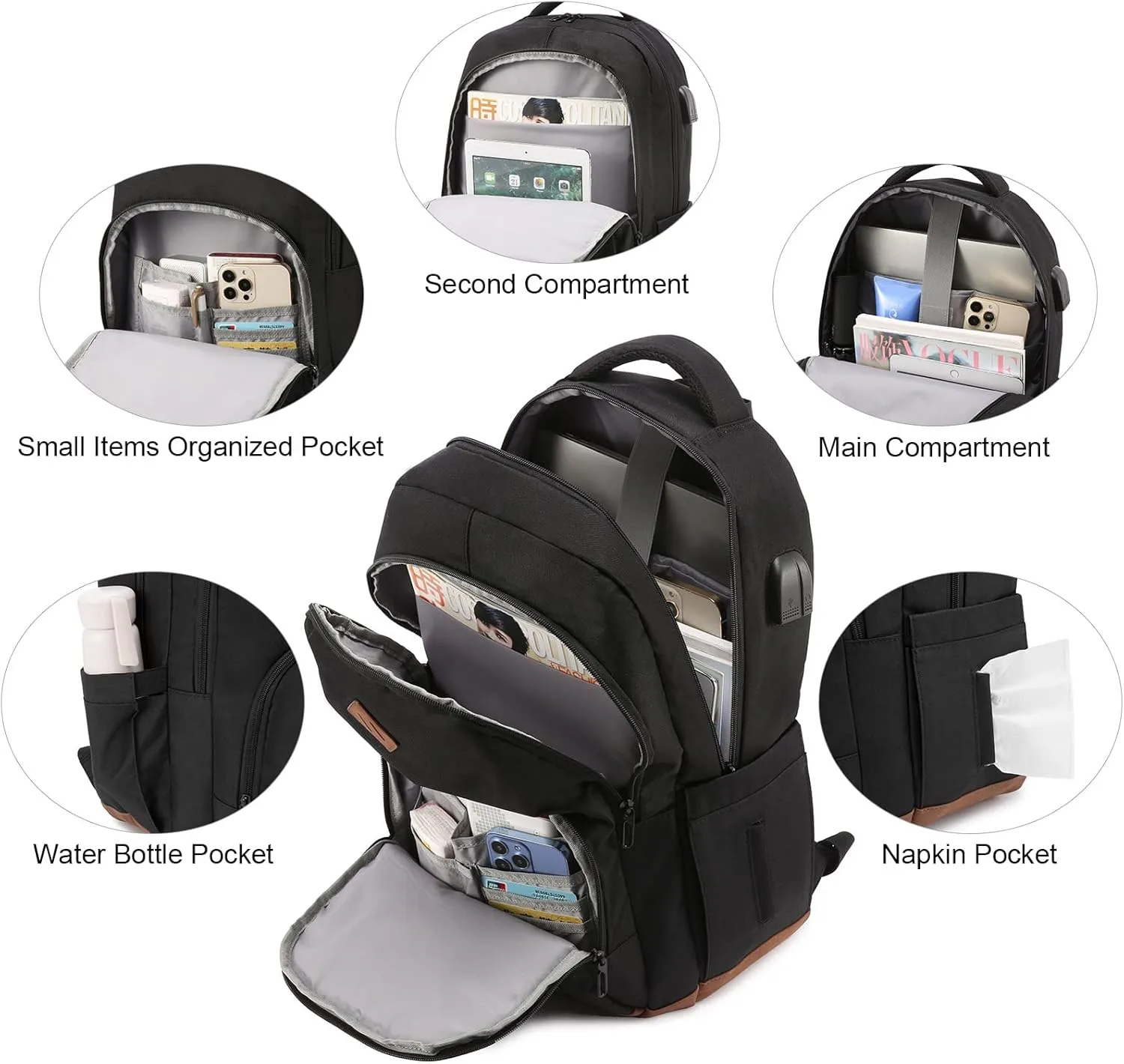 LOVEVOOK Classical Backpack for Women Men, School Bookbag with Laptop Compartment for College Work Travel, Water Resistant Daypack, Fit 15.6" Laptop
