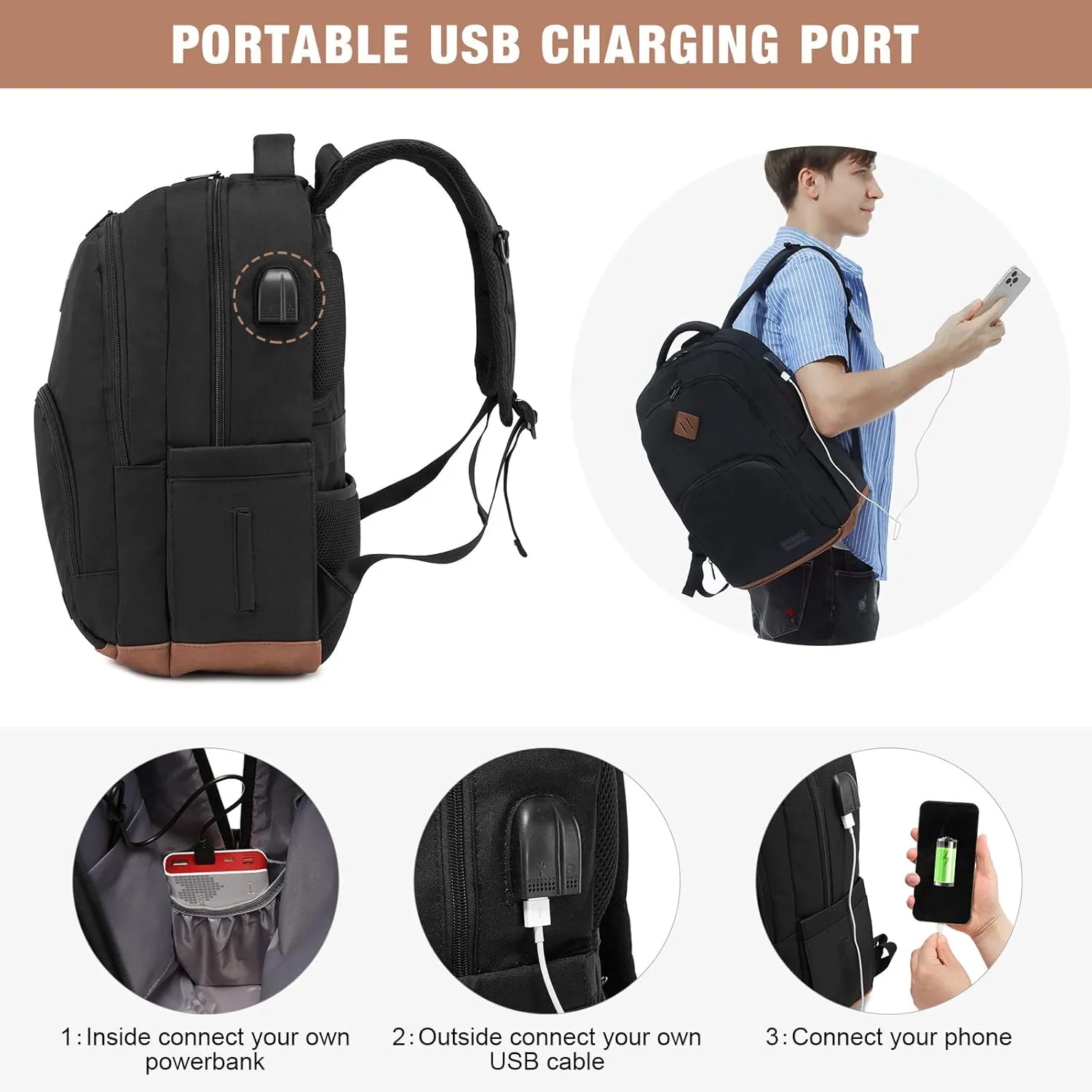 LOVEVOOK Classical Backpack for Women Men, School Bookbag with Laptop Compartment for College Work Travel, Water Resistant Daypack, Fit 15.6" Laptop
