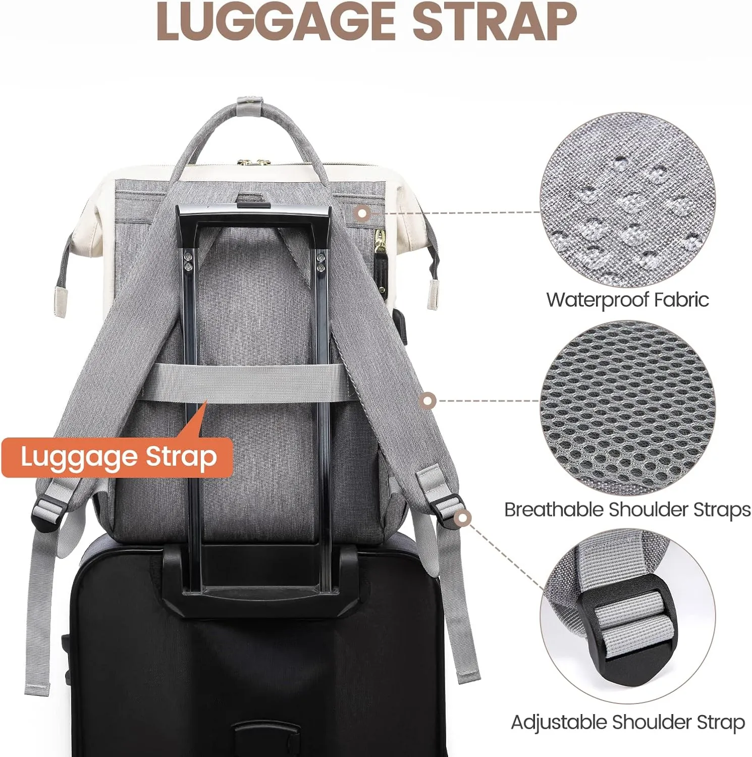 LOVEVOOK Laptop Backpack for Women, 15.6 Inch Work Business Backpacks Purse with USB Port, Large Capacity Nurse Bag College Bookbag for School, Waterproof Casual Daypack for Travel