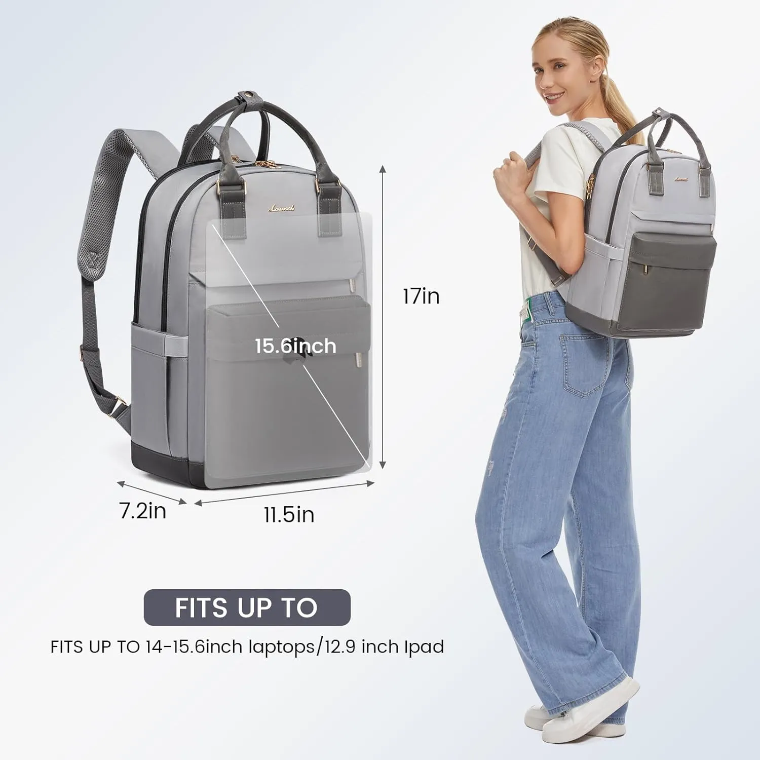 LOVEVOOK Laptop Backpack for Women 15.6 Inch,Cute Backpack Laptop Bag with USB Port,Waterproof Travel Backpack Purse Teacher Nurse Bag Fashion Computer Bag for Work
