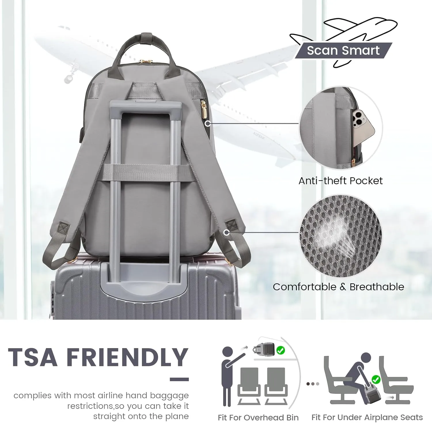 LOVEVOOK Laptop Backpack for Women 15.6 Inch,Cute Backpack Laptop Bag with USB Port,Waterproof Travel Backpack Purse Teacher Nurse Bag Fashion Computer Bag for Work