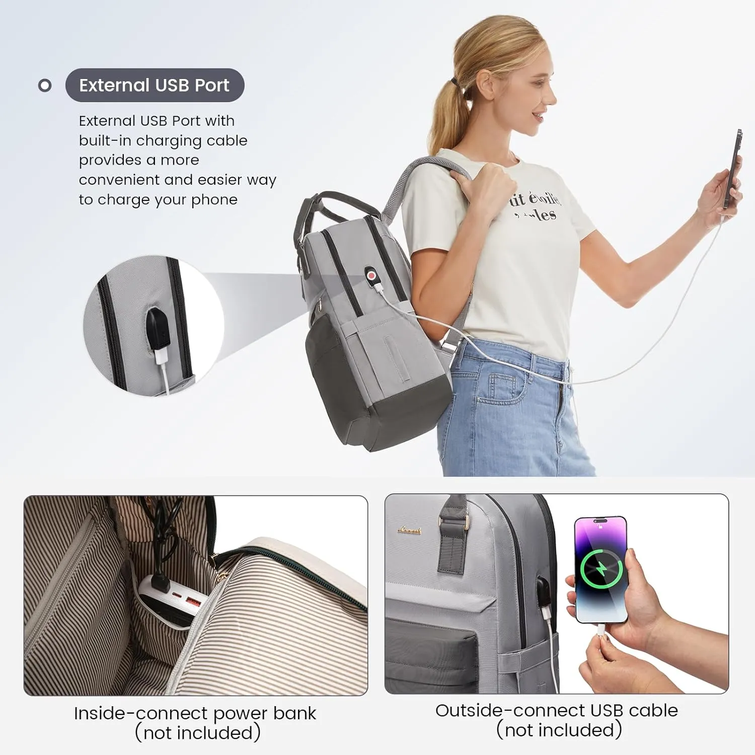LOVEVOOK Laptop Backpack for Women 17.3 Inch,Cute Backpack Laptop Bag with USB Port,Waterproof Travel Backpack Purse Teacher Nurse Bag Fashion Computer Bag for Work