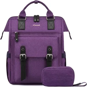 LOVEVOOK Laptop Backpack for Women Work Travel Backpack, Teacher Doctor Nurse Bags College Backpack Purse, Business Commuter Computer Laptop Bag, 17 Inch, Dark Purple-black