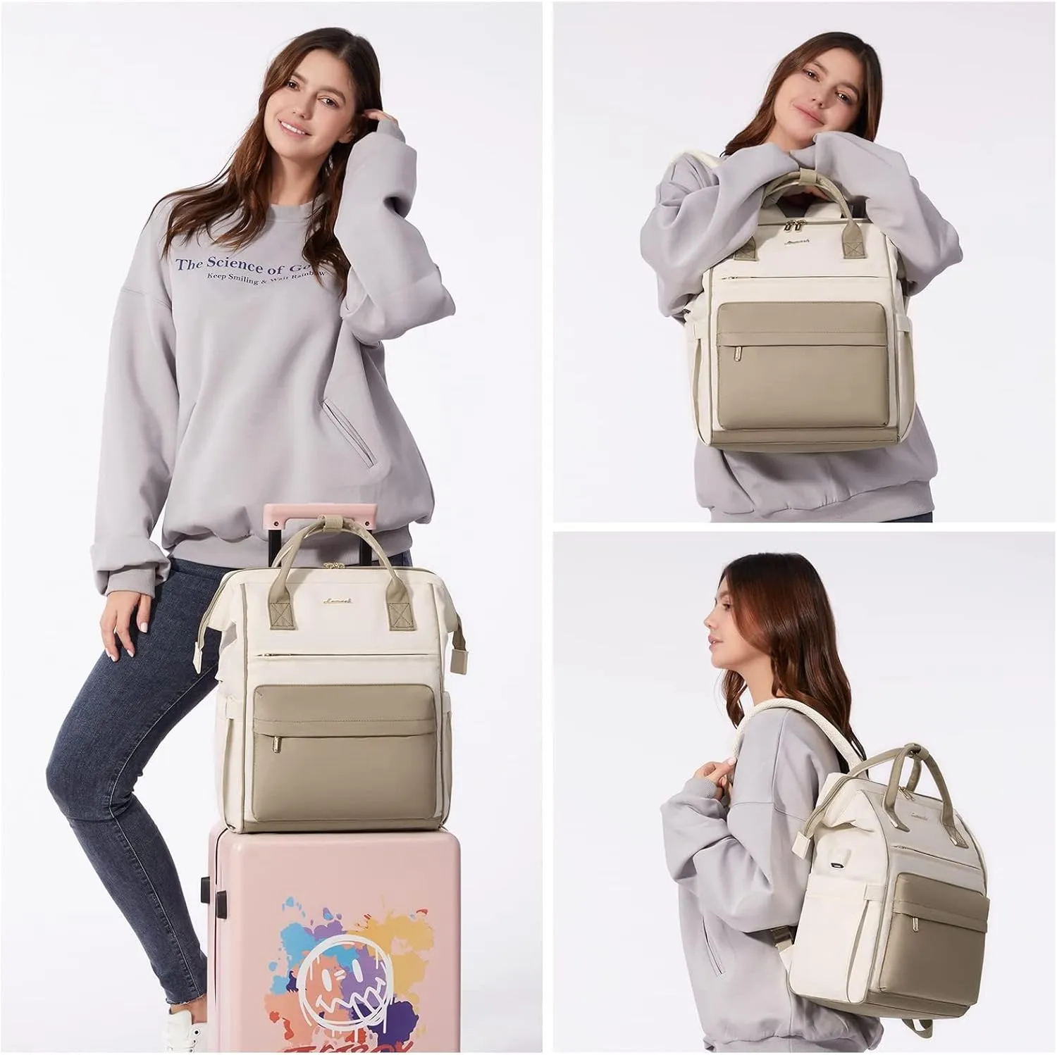 LOVEVOOK Laptop Backpack for Women,15.6 Inch Work Teacher Nurse Bag,Business Computer Backpack Purse with USB Port,Stylish Casual Daypack for Travel