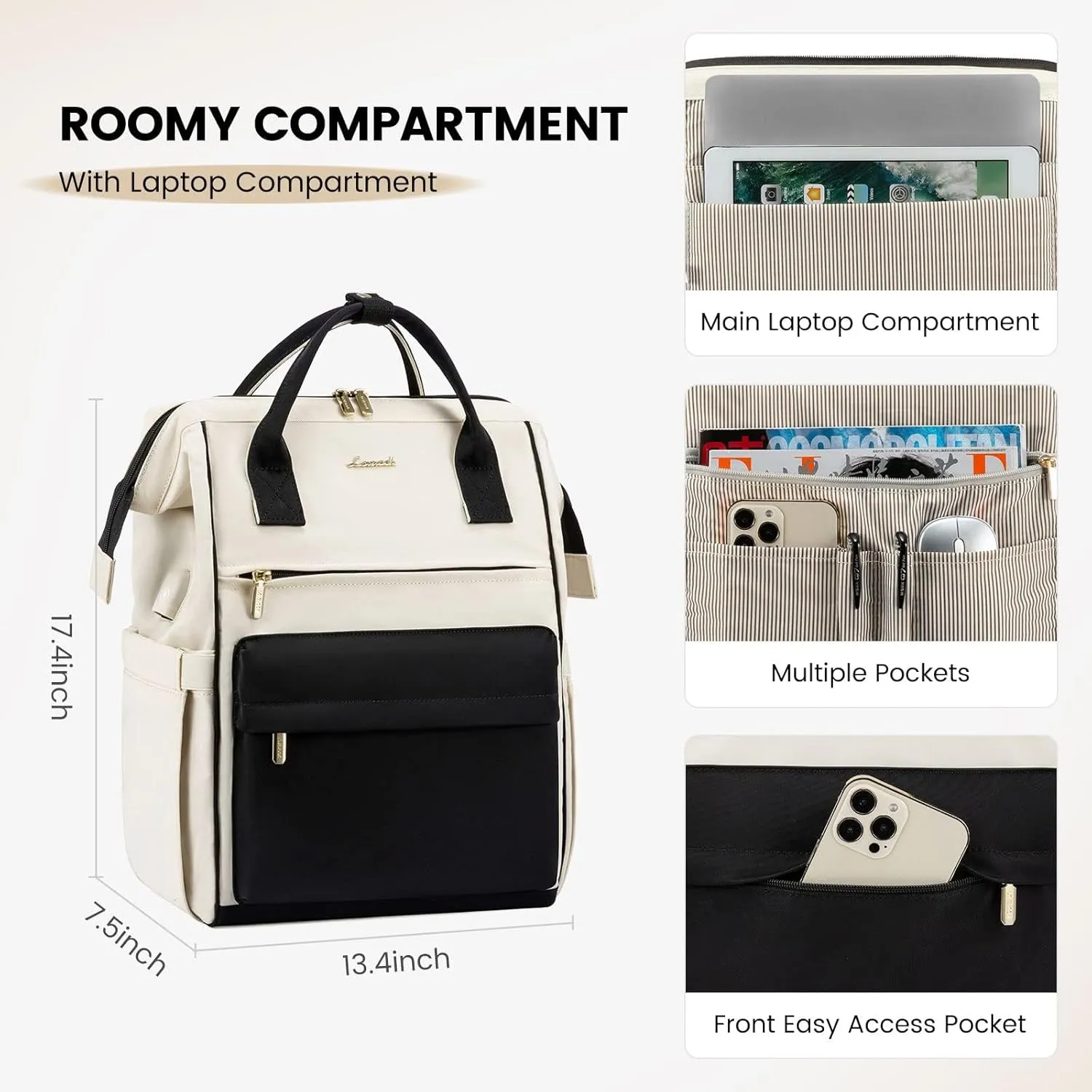 LOVEVOOK Laptop Backpack for Women,15.6 Inch Work Teacher Nurse Bag,Business Computer Backpack Purse with USB Port,Stylish Casual Daypack for Travel