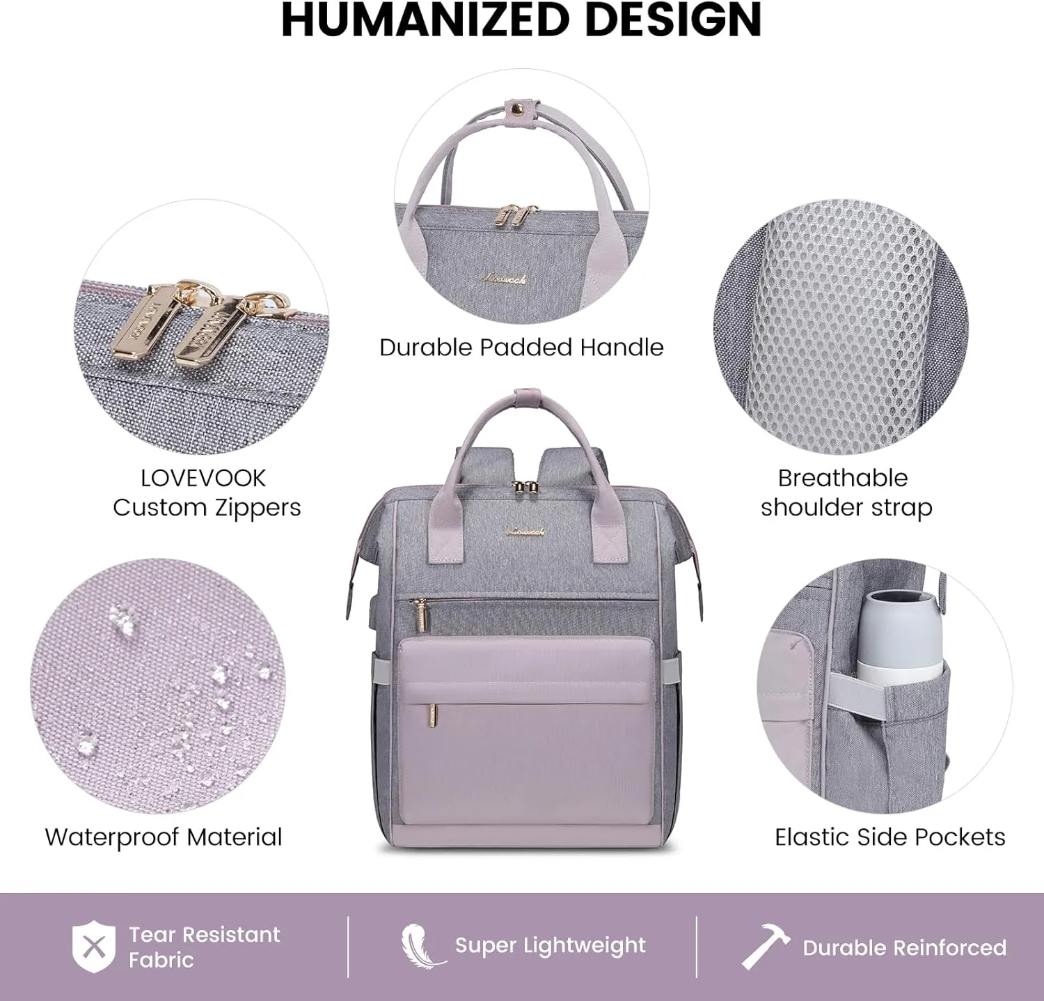 LOVEVOOK Laptop Backpack for Women,15.6 Inch Work Teacher Nurse Bag,Business Computer Backpack Purse with USB Port,Stylish Casual Daypack for Travel