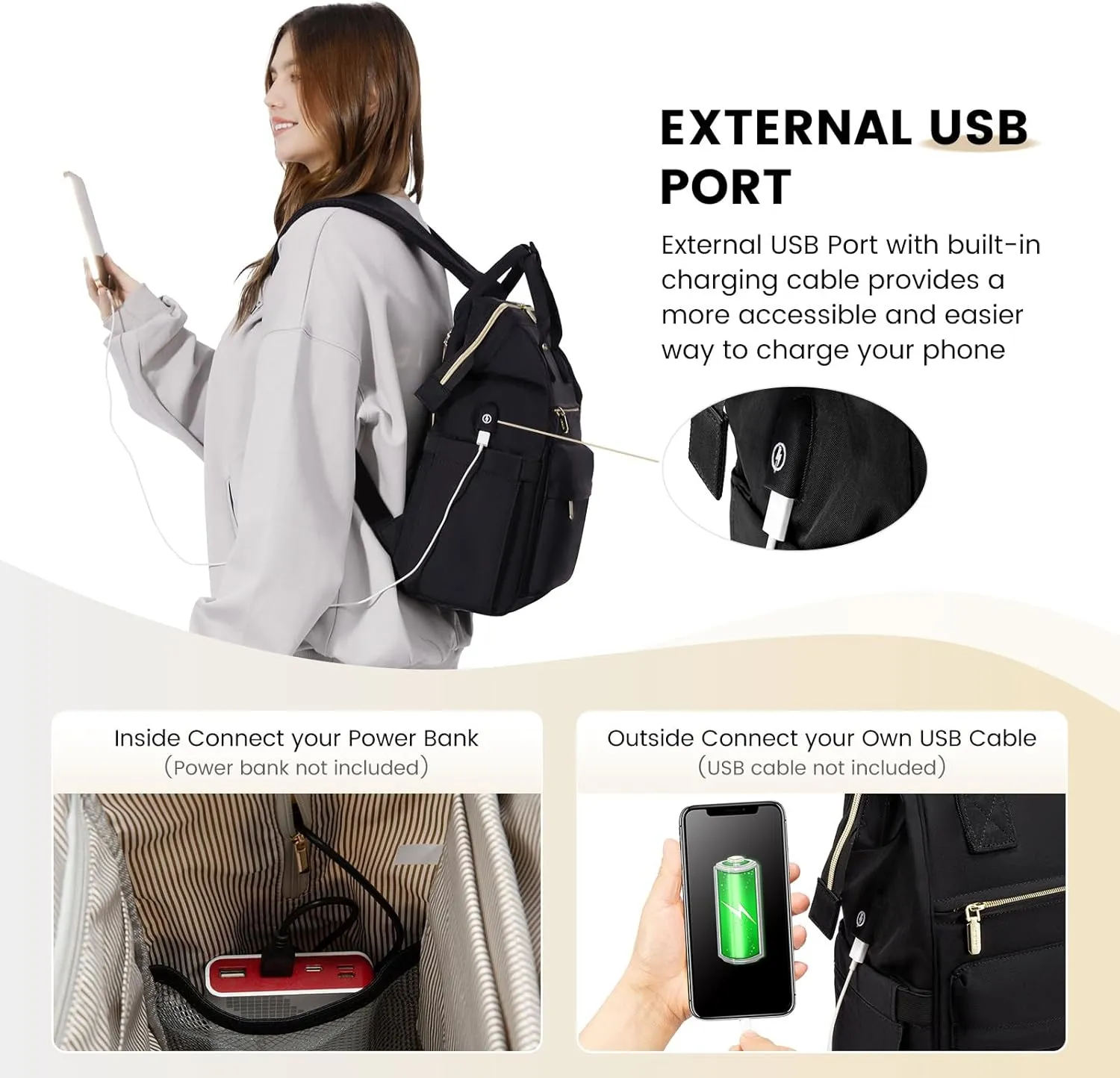 LOVEVOOK Laptop Backpack for Women,15.6 Inch Work Teacher Nurse Bag,Business Computer Backpack Purse with USB Port,Stylish Casual Daypack for Travel