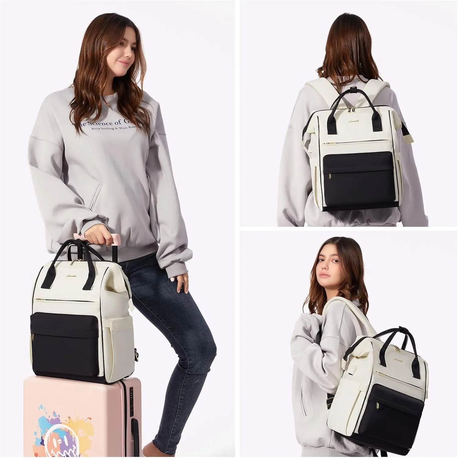 LOVEVOOK Laptop Backpack for Women,15.6 Inch Work Teacher Nurse Bag,Business Computer Backpack Purse with USB Port,Stylish Casual Daypack for Travel