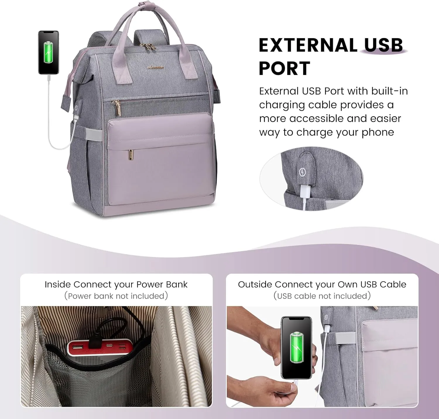 LOVEVOOK Laptop Backpack for Women,15.6 Inch Work Teacher Nurse Bag,Business Computer Backpack Purse with USB Port,Stylish Casual Daypack for Travel