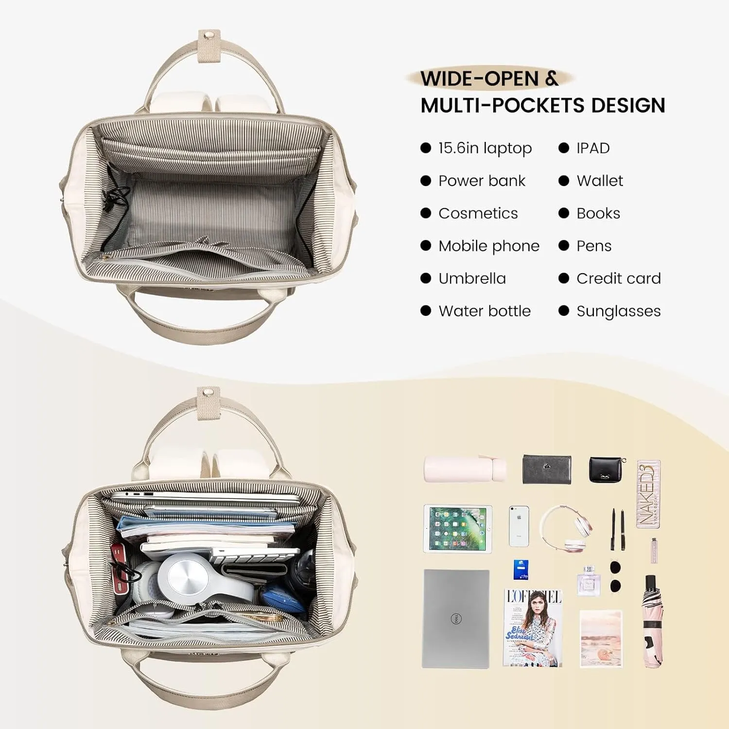 LOVEVOOK Laptop Backpack for Women,15.6 Inch Work Teacher Nurse Bag,Business Computer Backpack Purse with USB Port,Stylish Casual Daypack for Travel