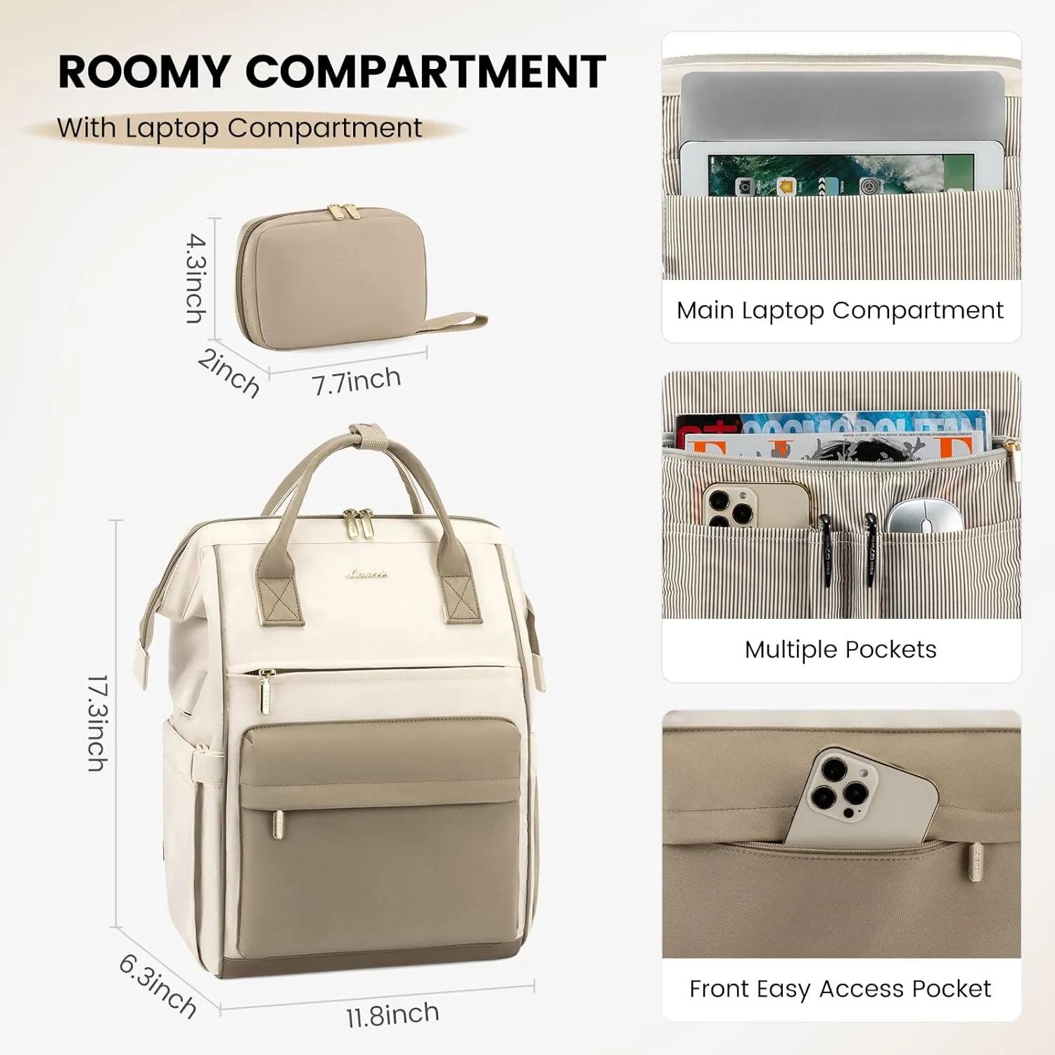 LOVEVOOK Laptop Backpack for Women,15.6 Inch Work Teacher Nurse Bag,Business Computer Backpack Purse with USB Port,Stylish Casual Daypack for Travel