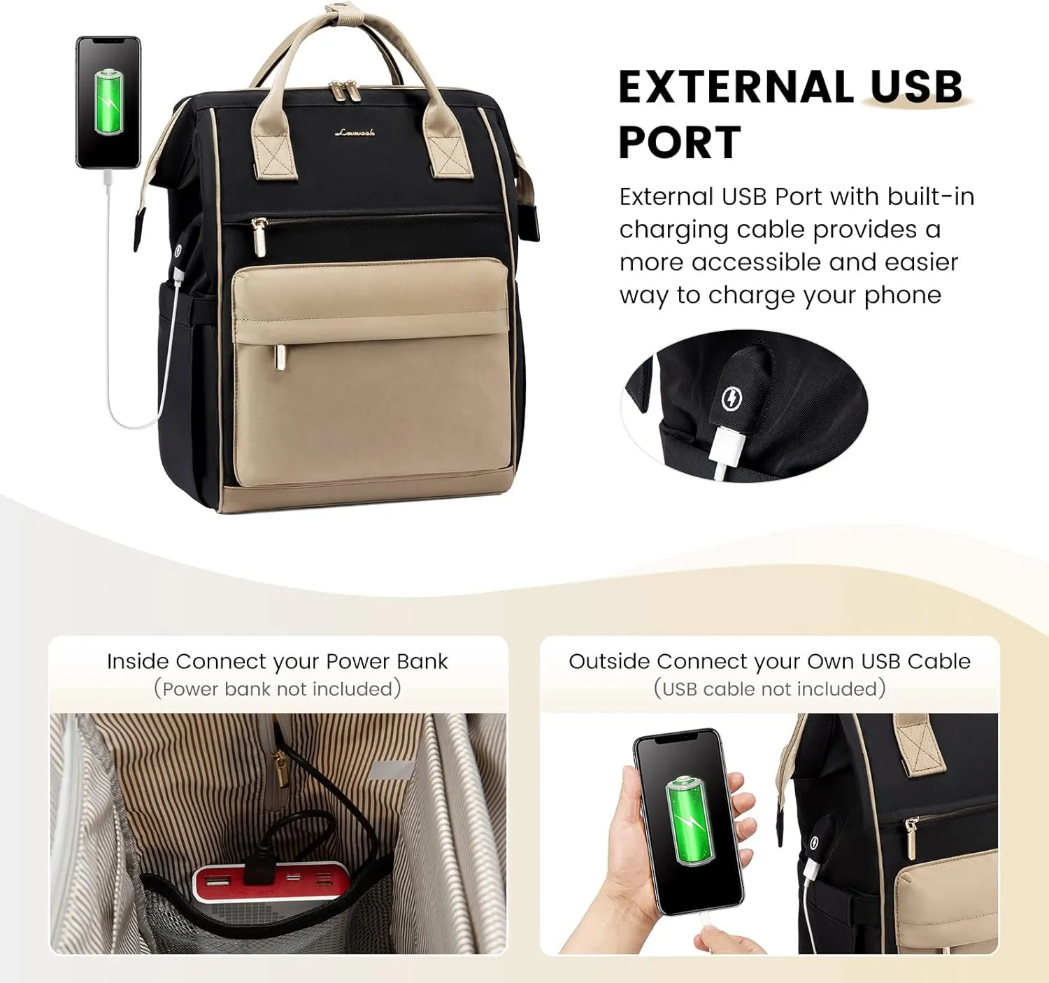 LOVEVOOK Laptop Backpack Purse for Women Waterproof Teacher Nurse Bag, 15.6 inch Work laptop Bag with USB Port, Business Travel Computer Backpack