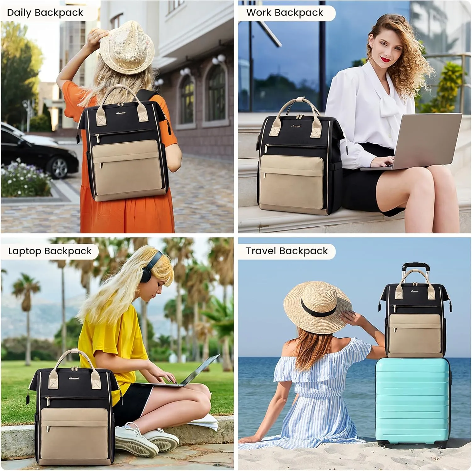 LOVEVOOK Laptop Backpack Purse for Women Waterproof Teacher Nurse Bag, 15.6 inch Work laptop Bag with USB Port, Business Travel Computer Backpack