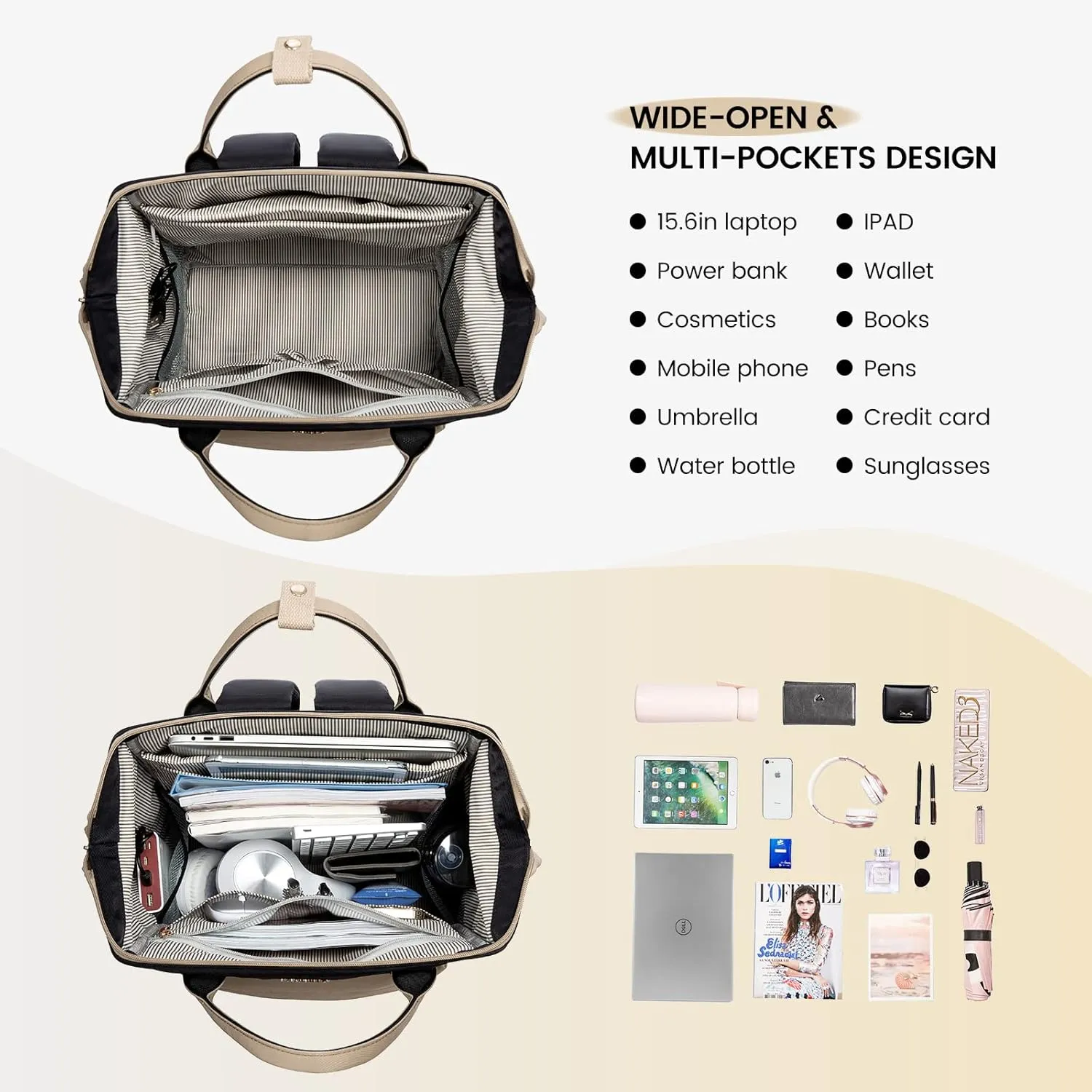 LOVEVOOK Laptop Backpack Purse for Women Waterproof Teacher Nurse Bag, 15.6 inch Work laptop Bag with USB Port, Business Travel Computer Backpack