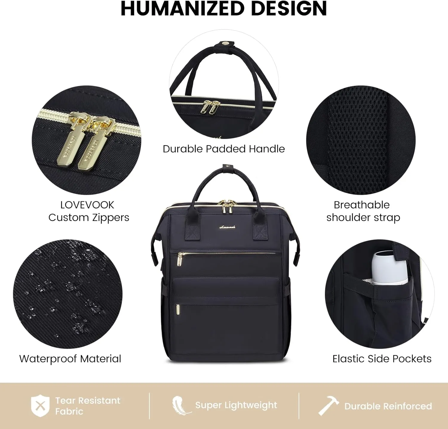 LOVEVOOK Laptop Backpack Purse for Women Waterproof Teacher Nurse Bag with USB Port, 15.6 inch Work Backpack with Laptop Compartment, Business Travel Backpack