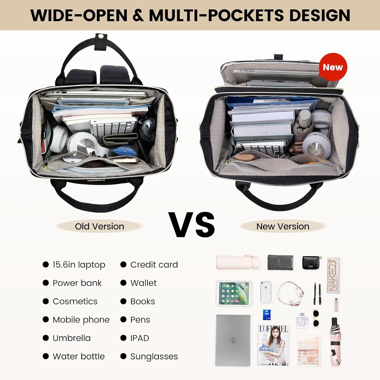 LOVEVOOK Laptop Backpack Purse for Women Waterproof Teacher Nurse Bag with USB Port, 15.6 inch Work Backpack with Laptop Compartment, Business Travel Backpack