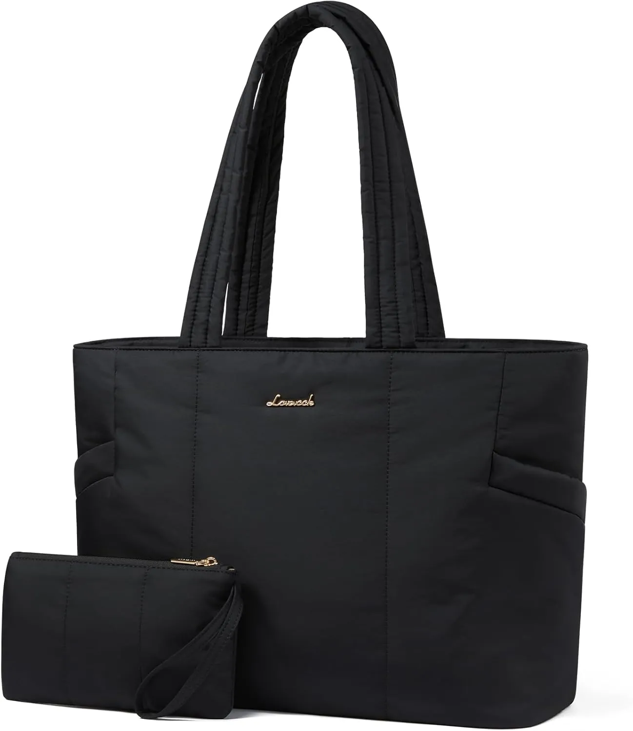 LOVEVOOK Laptop Bag for Women, Lightweight Puffy Work Tote Bag with Clutch Purse, 15.6 Inch Computer Briefcase Bag