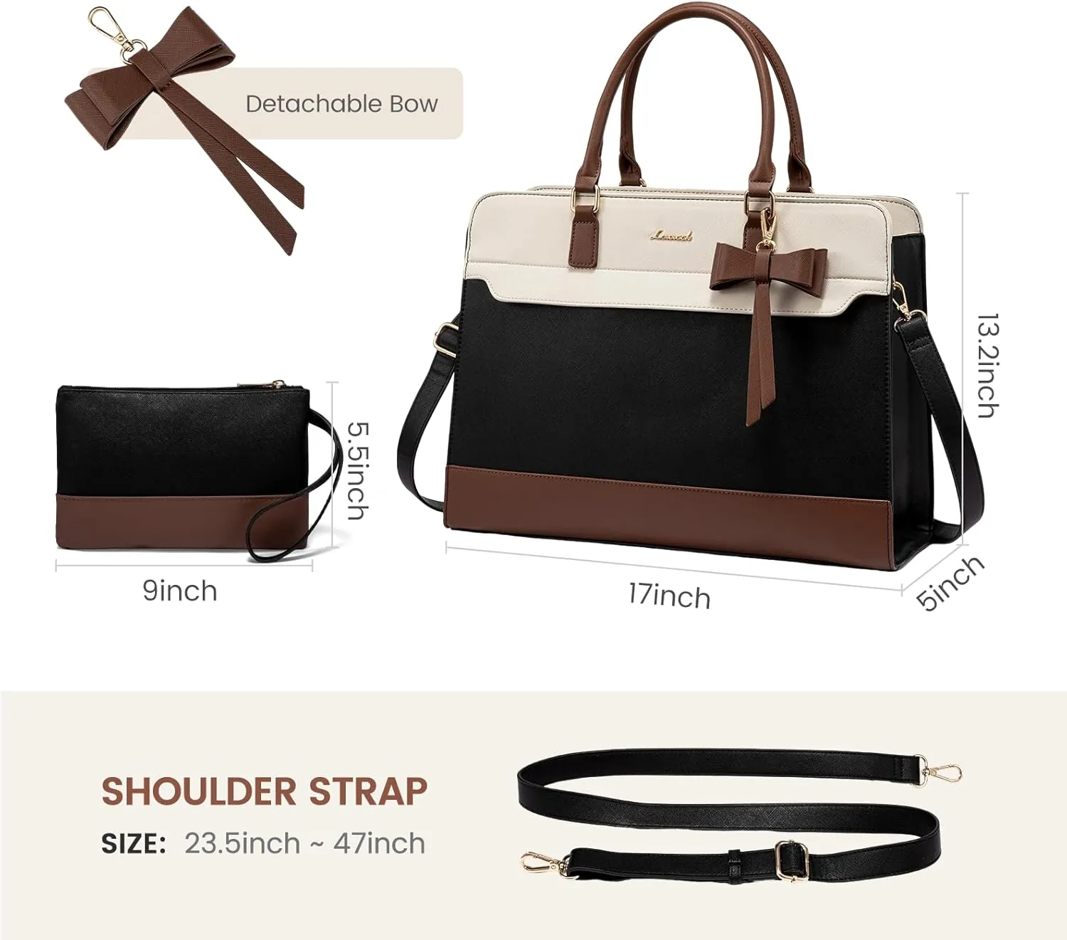 LOVEVOOK Laptop Tote Bag for Women,Leather Work Bag, Waterproof Business Teacher Bag,Large Computer Handbag Purse Briefcase,Office Gifts for Women