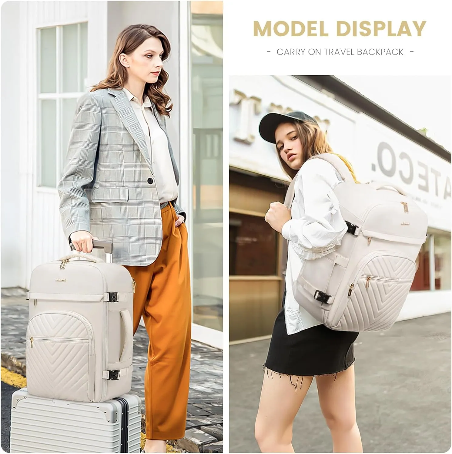 LOVEVOOK Large Travel Backpack for Women, 50L Carry on Backpack for Airplanes, TSA Personal Item Travel Bag for Women fits 18" Laptop, Waterproof Carry on Bags with 4 Packing Cubes
