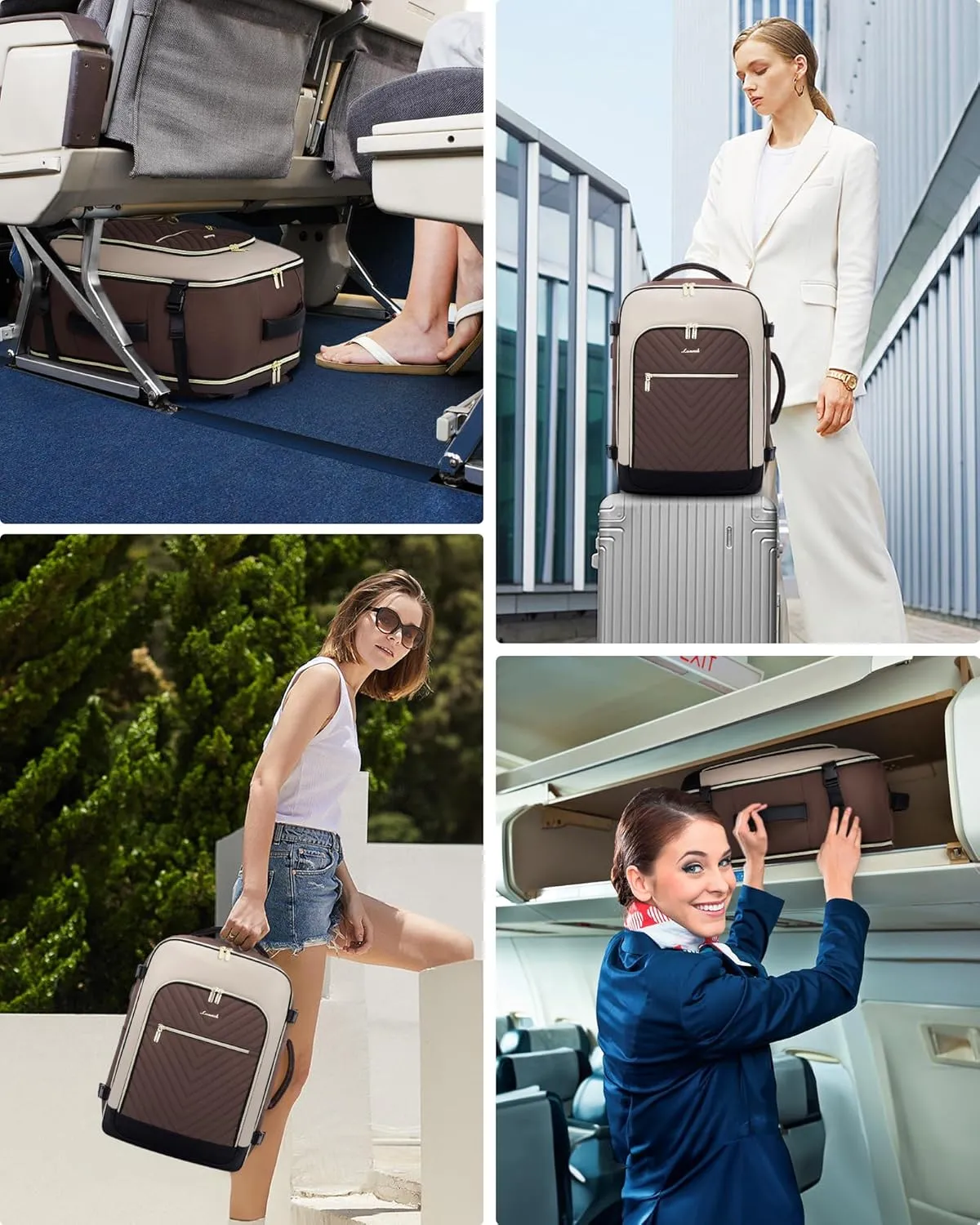LOVEVOOK Large Travel Backpack for Women, TSA Carry on Backpack for Airplanes, 40L Personal Item Travel Bag for Women fits 17" Laptop,Waterproof Carry on Bag Airplane Approved with 3 Packing Cubes