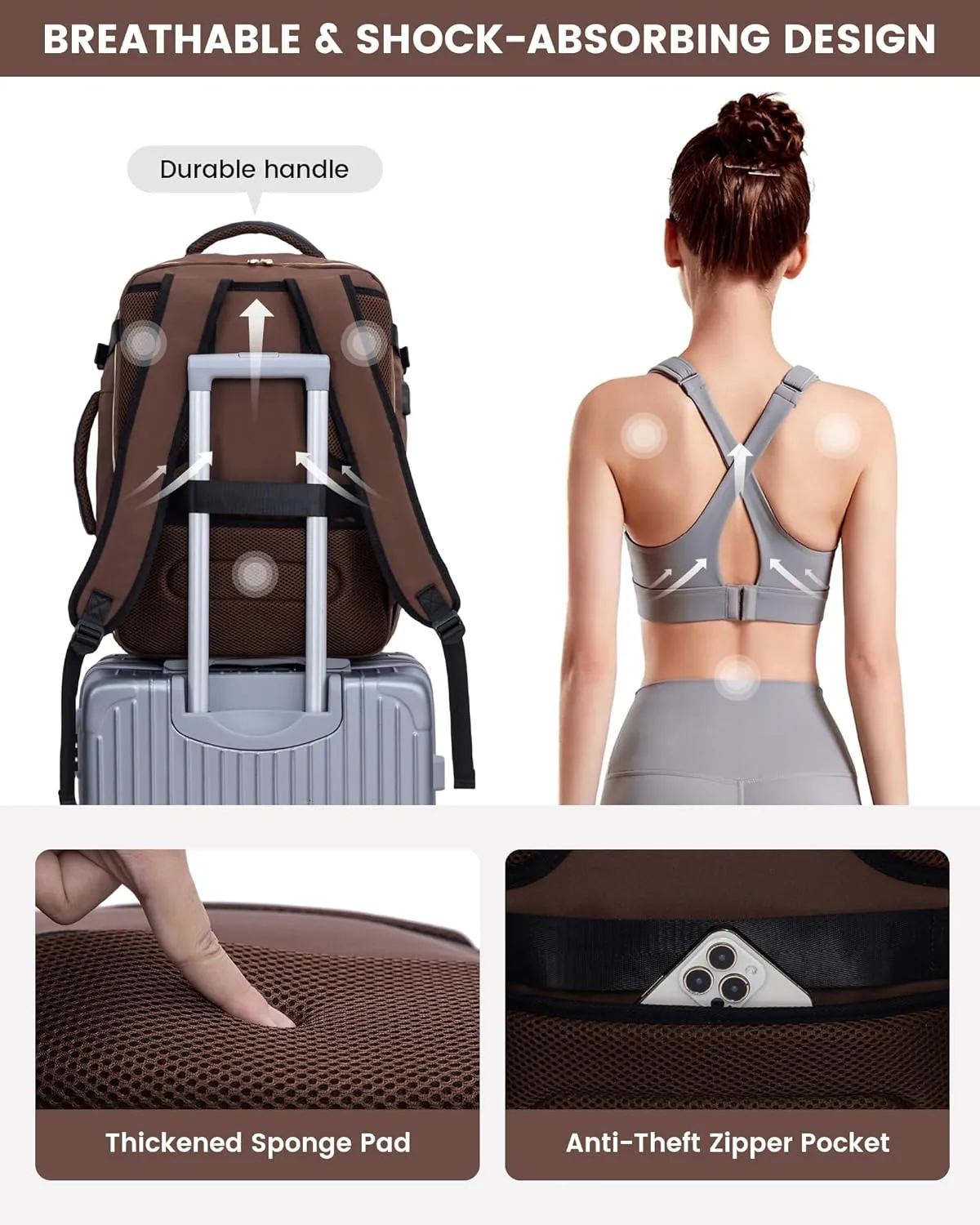 LOVEVOOK Large Travel Backpack for Women, TSA Carry on Backpack for Airplanes, 40L Personal Item Travel Bag for Women fits 17" Laptop,Waterproof Carry on Bag Airplane Approved with 3 Packing Cubes