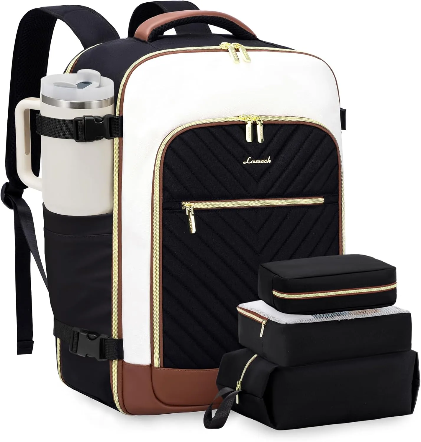 LOVEVOOK Large Travel Backpack for Women, TSA Carry on Backpack for Airplanes, 40L Personal Item Travel Bag for Women fits 17" Laptop,Waterproof Carry on Bag Airplane Approved with 3 Packing Cubes