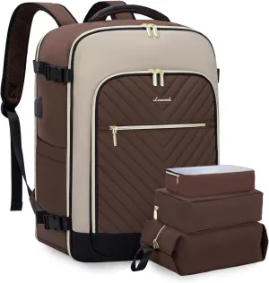 LOVEVOOK Large Travel Backpack for Women, TSA Carry on Backpack for Airplanes, 40L Personal Item Travel Bag for Women fits 17" Laptop,Waterproof Carry on Bag Airplane Approved with 3 Packing Cubes