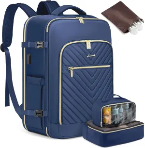 LOVEVOOK Large Travel Backpack for Women,Carry on Backpack Flight Approved with Shoe Bag,Personal Item Backpack Travel Bag with 2 Storage Containers,TSA Fit 17inch Laptop Luggage with USB Port