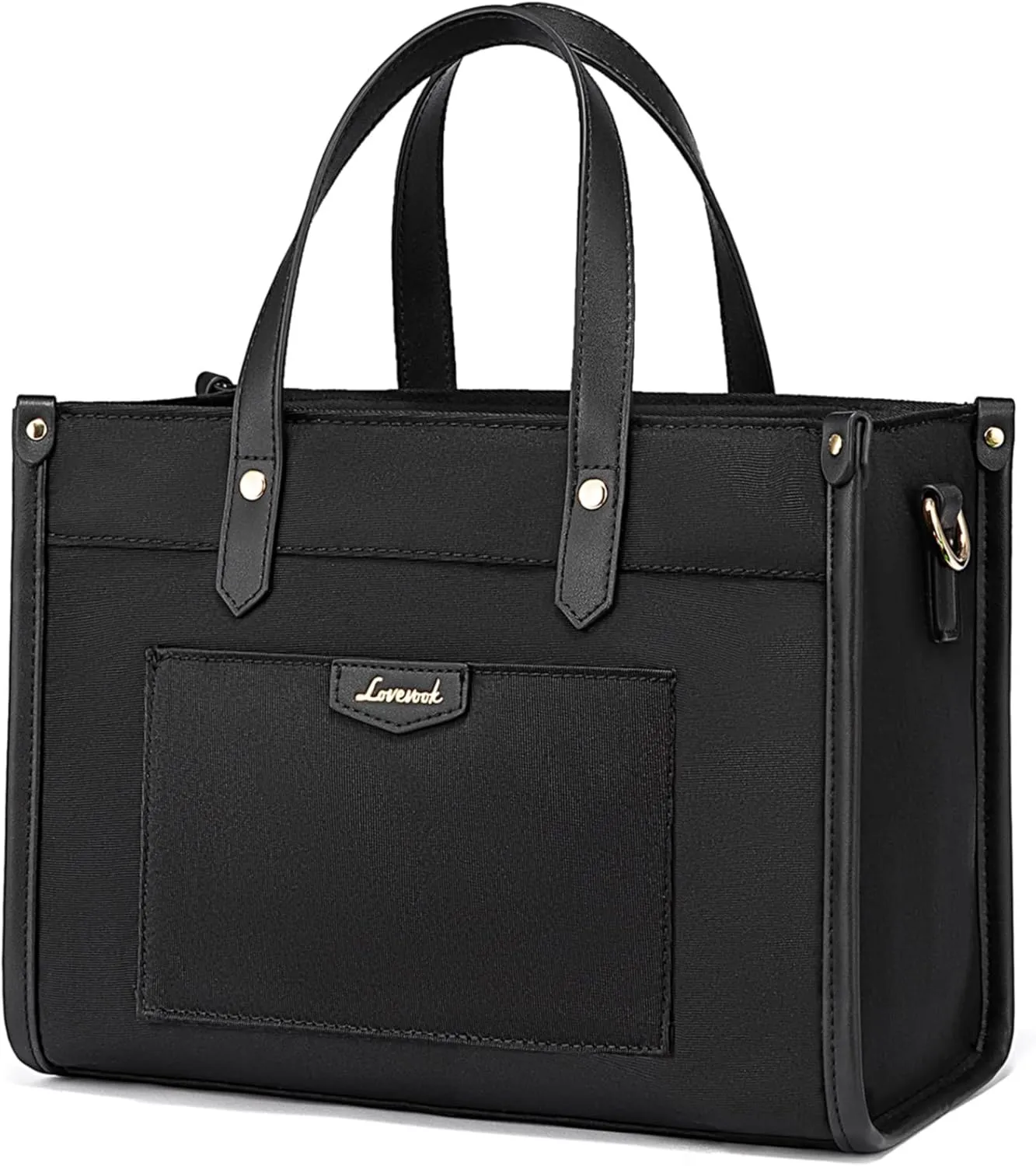 LOVEVOOK Lunch Bag Women Work,Lightweight Insulated Lunch Box for office-lady College Picnic Beach,Fashionable to Match,Black,S