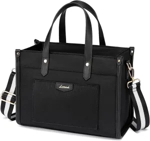 LOVEVOOK Lunch Bag Women Work,Lightweight Insulated Lunch Box for office-lady College Picnic Beach,Fashionable to Match,Black,S