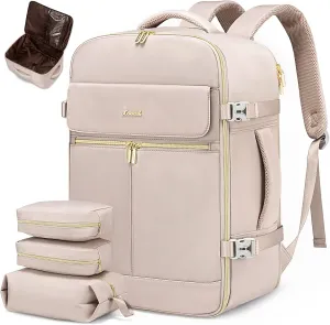 LOVEVOOK Travel Backpack for Women, 40L Large Carry On Backpack Flight Approved, Waterproof Personal Item Travel Bag Fits 17.3'' Laptop,TSA Backpack Suitcase with 3 Packing Cubes